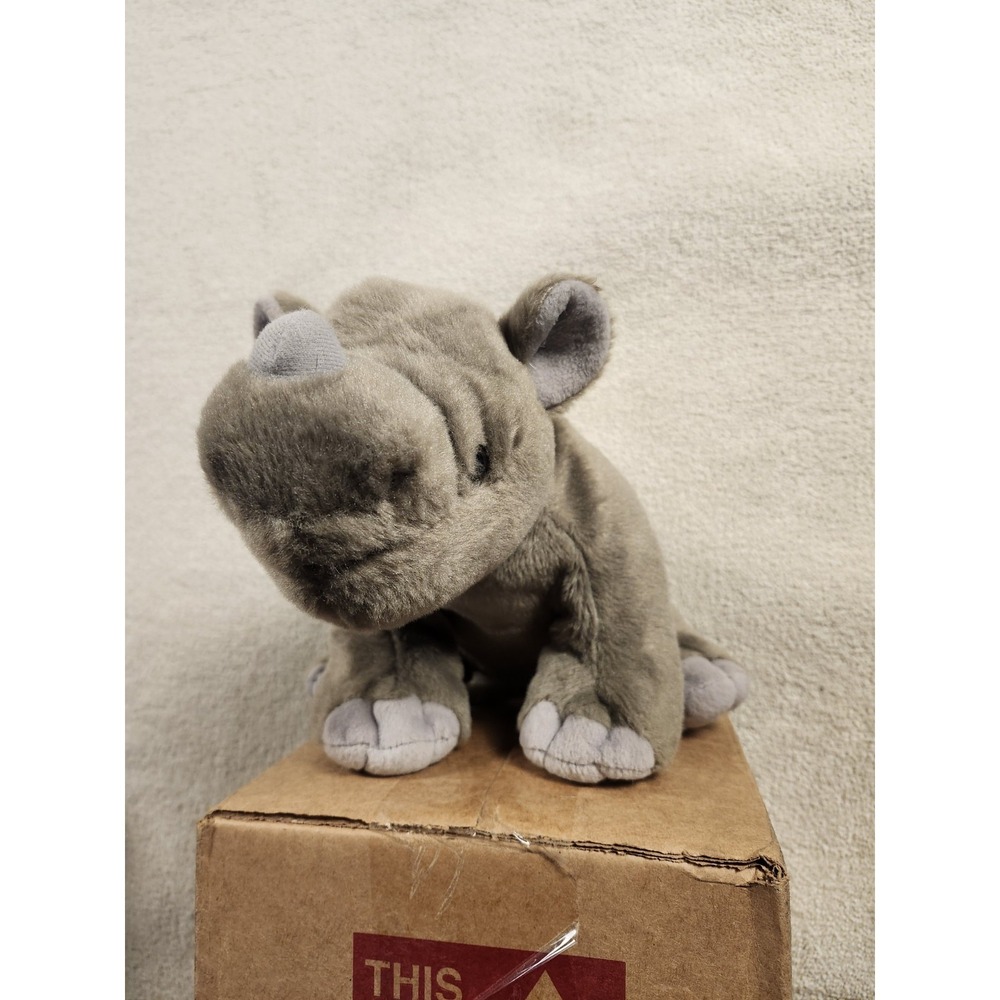 Wild Republic Rhino Rhinoceros Baby Gray Realistic Plush 10" Stuffed Animal